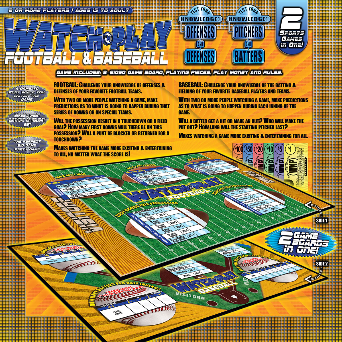 Watch-'n-Play - Baseball & Football Game & Components